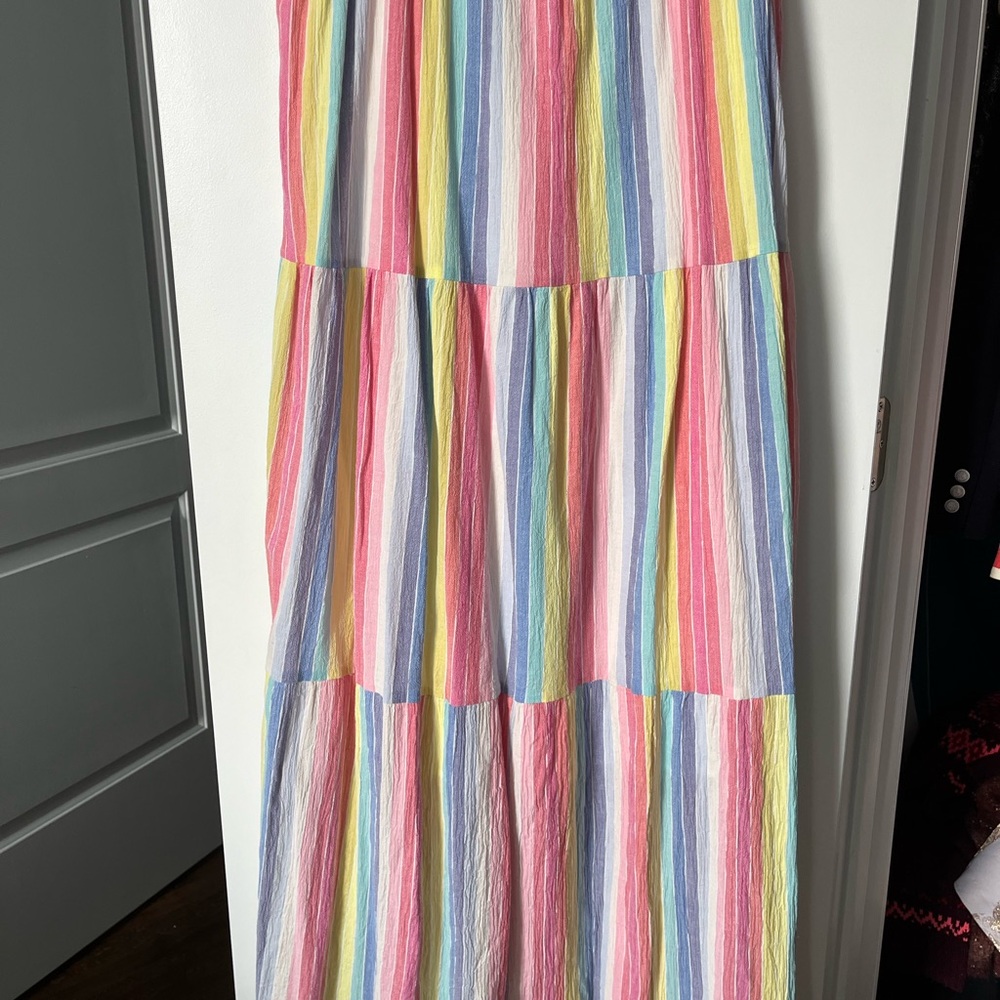 Draper James RSVP Maxi Dress Women's Size XL Rainbow Stripe Tie Strap - Picture 6 of 8